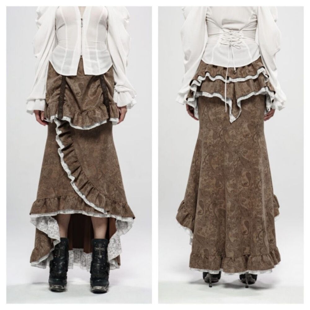 Punk Rave Steampunk‎ Gothic high low skirt Size S Renaissance prairie whimsical
